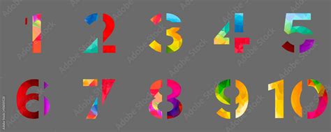 Abstract Bright Rainbow Polygon Number Alphabet Colorful Font Style