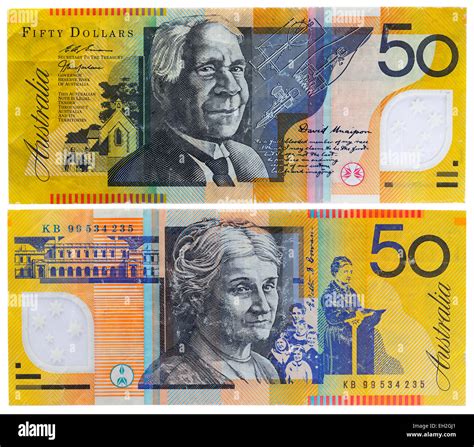 50 Dollars Banknote David Unaipon And Edith Cowan Australia Stock