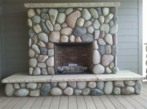 River Rock Stone Fireplace Surround Fireplace Ideas