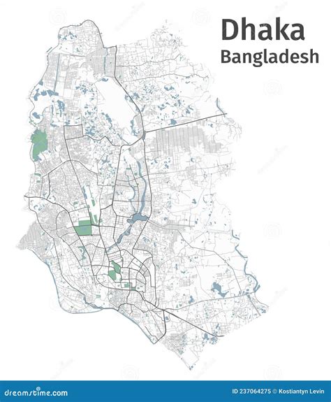 dhaka vector map detailed map of dhaka city administrative area cityscape urban panorama