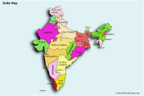 Genera Grafico De Mapa De India Colorear Mapa De India Con