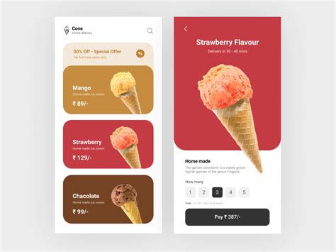 Cone Ice Cream Delivery App Ui Kit Free Figma Resource Free Figma Resources Tools And Templates