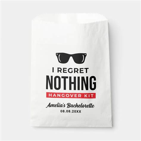 I Regret Nothing Bachelorette Party Hangover Kit Favor Bag Zazzle In 2022 Bachelorette Party