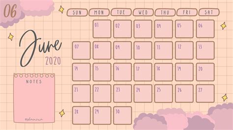 Wallpaper Desktop Calendar 2020 Cute Kawaii Desktop June