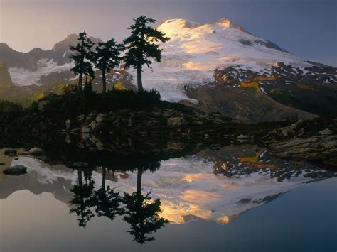 Download Wallpaper Lake Usa Mountains Washington Reflection Volcano