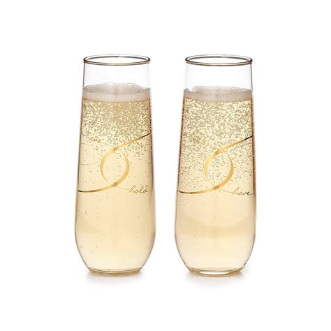 Have And Hold Stemless Champagne Flutes Set Of 2 Wedding Flutes Uncommongoods