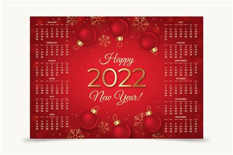 Plantilla De Calendario 2022 Realista Vector Gratis