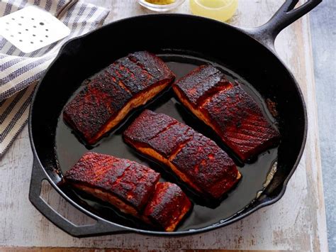 Rub the top and sides of the salmon with the garam masala; Blackened Salmon Recipe | Alex Guarnaschelli | Food Network