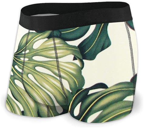 Tropical Hawaiian Monstera Green Men Regular Leg Boxer Brief Underwear