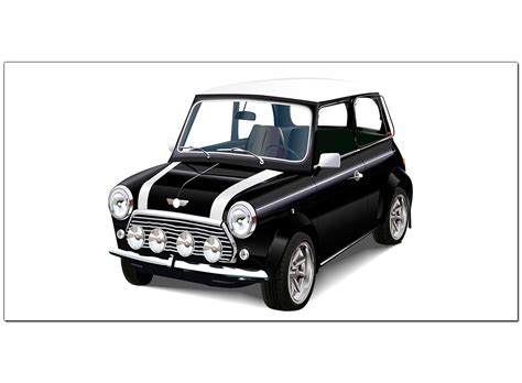 Cheap Black And White Canvas Pictures Of A Mini Cooper Car