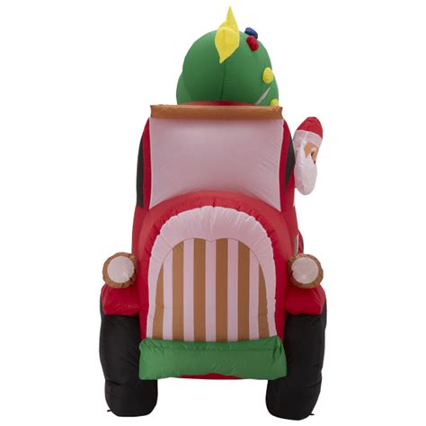 Glitzhome 7ft Santa Claus On Pick Up Truck Inflatable Decor