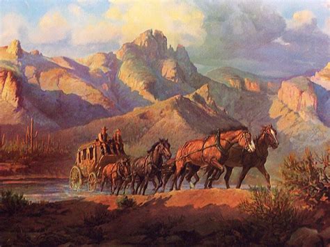 Love Western Paintings Stage Coach Crossing The Rillito By Olaf