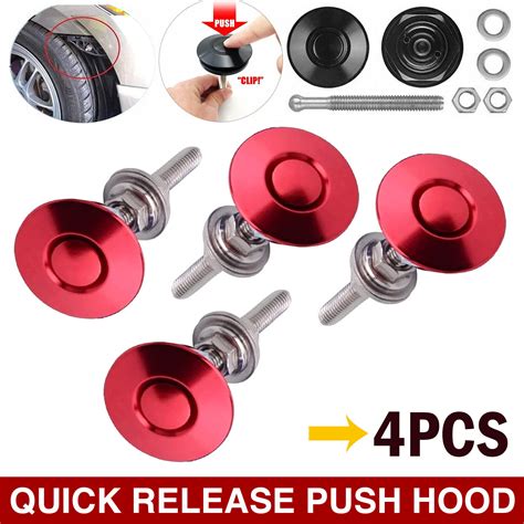 Pcs Quick Release Hood Push Button Bonnet Pins Lock Clip Car Bumper Latch Red Ebay