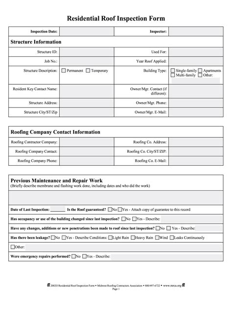 Printable Roof Inspection Form Template Customize And Print