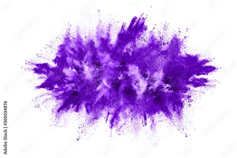 Powder Explosion Closeup Of A Purple Dust Particle Explosion Isolated