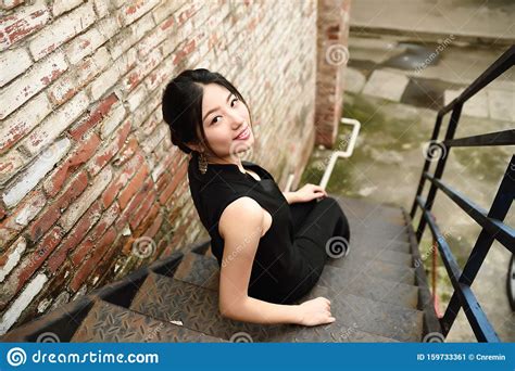 And Beautiful Asian Girl In Black Tights Stock Image Image Of Lively