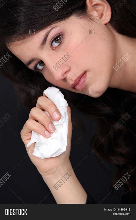 Woman Wiping Her Tears Image And Photo Free Trial Bigstock