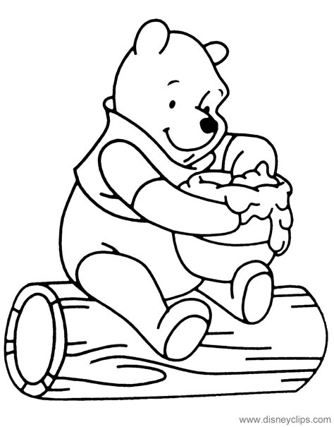 Pooh, a bear of very little brain, and all his friends in the hundred acre woo. Winnie the Pooh Honey Coloring Pages | Disneyclips.com