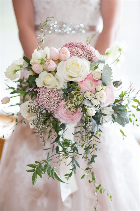 Blush And Cream Bouquet Cascading Wedding Bouquets Wedding Flowers
