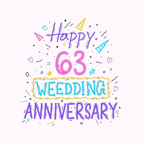 Happy 63rd Wedding Anniversary Hand Lettering 63 Years Anniversary