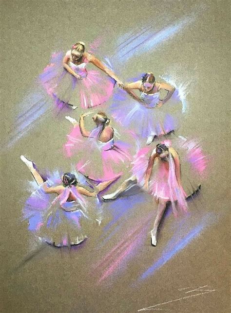 Four Ballerinas In Pink And White Tutu Skirts Are Dancing On The Floor