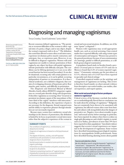 Diagnosing And Managing Vaginismus The Bmj Hot Sex Picture