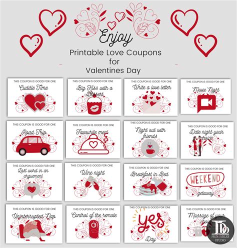 printable love coupons for him and her valentines day t etsy uk