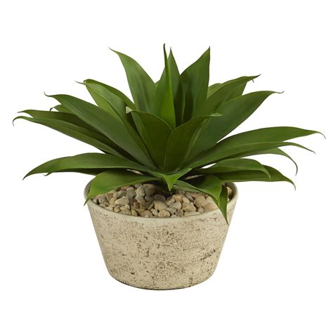 15 Agave Succulent Artificial Plant In White Planter Nearly Natural