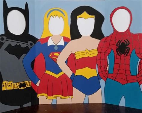 Super Hero Hand Drawn And Painted Photo Op Display Cutout Board