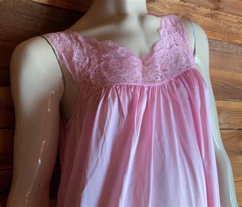 vintage lingerie 1980s shadowline mauve size small nightgown etsy