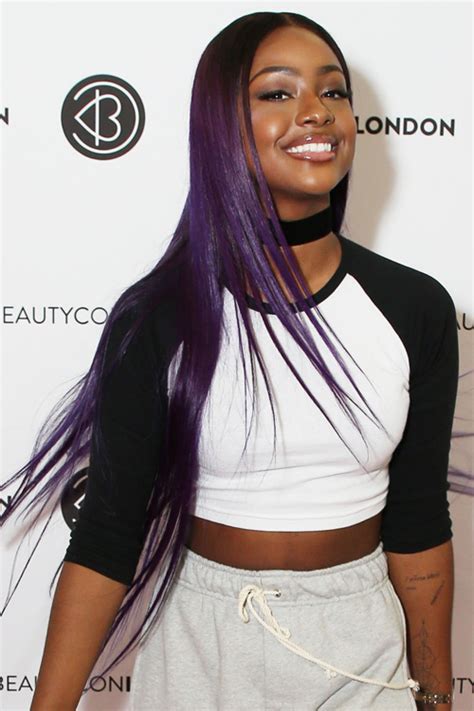 Justine Skye Straight Purple Angled Uneven Color Hairstyle Steal Her