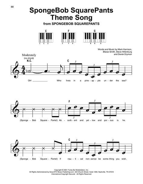 Download Super Easy Piano Sheet Music To Spongebob Squarepants Theme