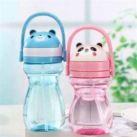 Cute Eco Friendly Kid Panda Baby Cartoon Water Bottle Girl Boy Straw