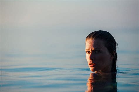 Portrait Of A Beautiful Woman Emerges From The Sea By Alexandra Bergam