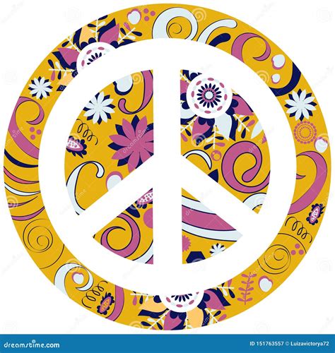 Decorative Cool Peace Sign In Vector Stock Vector Illustration Of