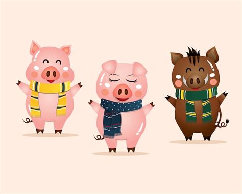 Premium Vector Vector Illustration Of Cute Pigs Cartoon