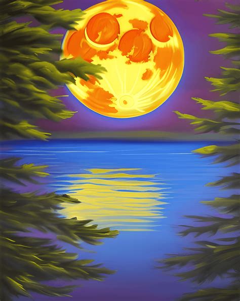 Moon Reflection In Lake Graphic · Creative Fabrica