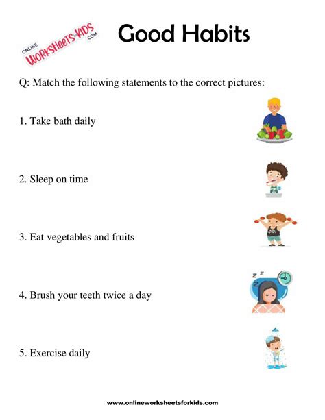 Good Habits Vs Bad Habits Worksheet For Grade 1 3