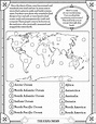 find the oceans and continents page. free printable elementary social ...