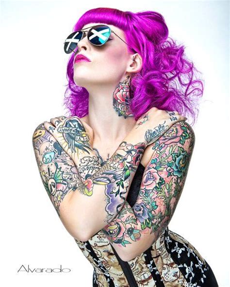 x by kandy k pink purple hair body tattoo design purple hair girl tattoos