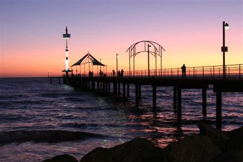 Brighton Jetty Sunset Next To Seacliff Beach Fotografía De Seacliff