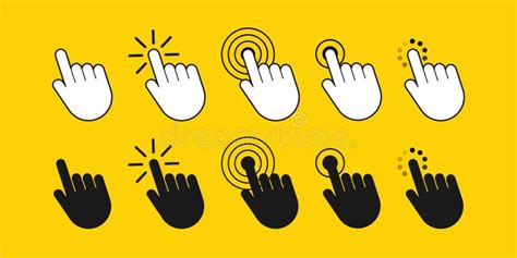 Finger Click Icon Vector Hand Click Icon Push Touch Screen Stock