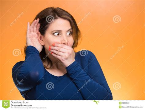Nosy Woman Carefully Listening To Someone S Conversation Stock Image
