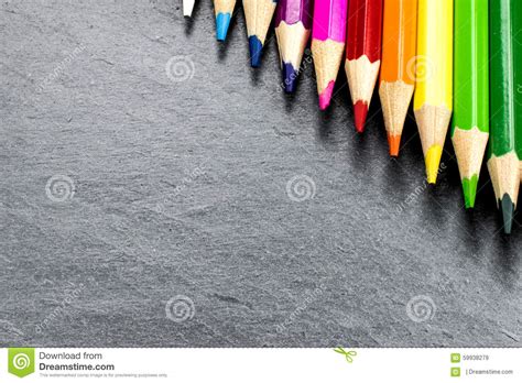 Colored Pencils On Slate Stock Photo Image 59938279