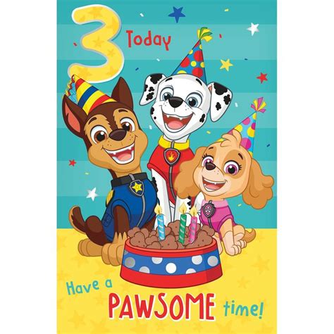 Paw Patrol Age 3 Birthday Card Paw Patrol Birthday Paw Patrol