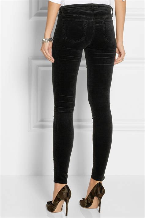 J Brand Midrise Velvet Skinny Jeans In Black Lyst