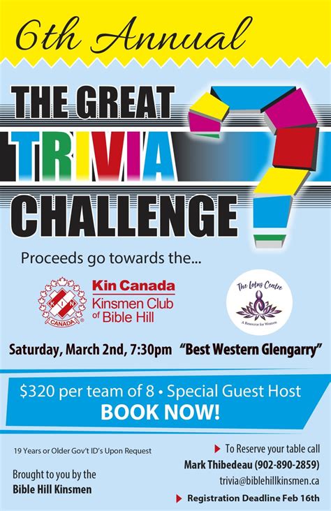 The Great Trivia Challenge Returns Bible Hill Kinsmen