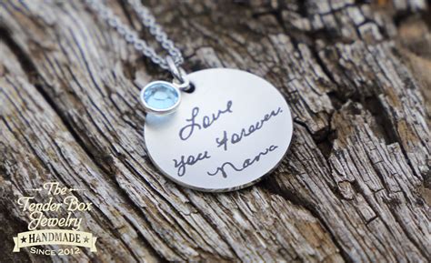 Personalized Engraved Handwritten Message Necklace Engraved Etsy