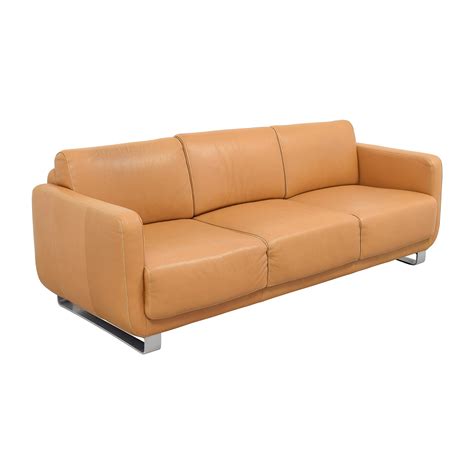 Tan, leather sofas & couches. 74% OFF - W. Schillig W. Schillig Light Brown Leather Sofa ...