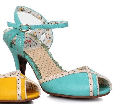 Bettie Page By Ellie Jocelyn Shoes Teal Blue 3 Peep Toe Heel